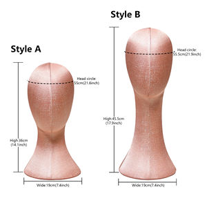 Mannequin de présentation de tête en lin rose perle élégant avec <span class=keywords><strong>insert</strong></span> en mousse intégral pour chapeaux, bijoux, lunettes, perruques, écouteurs - Product Image 2