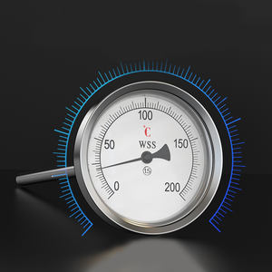 Промышленный осево-радиальный биметаллический термометр с индивидуальной длиной, резьбой 1/2, из нержавеющей стали 304, с точностью 1.6 и стрелочным индикатором - Product Image 3