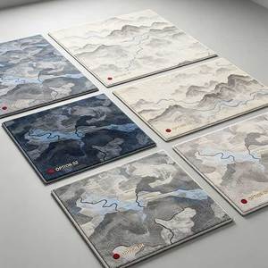 Alfombra Comercial Moderna Abstracta en Gris Azulado con Diseño de Montaña y Río, Impresa en Nailon y Látex, Personalizada para Vestíbulos de Hoteles, Oficinas y Proyectos, Alfombras para Sala de Estar - Product Image 3
