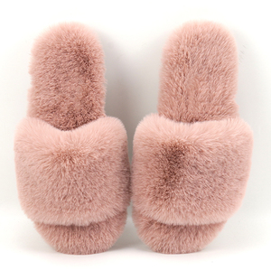 Pantofole <span class=keywords><strong>da</strong></span> <span class=keywords><strong>donna</strong></span> in pelliccia sintetica Fuzzy Memory Foam imitazione piatta in pelliccia di coniglio pantofole punta aperta scarpe <span class=keywords><strong>da</strong></span> <span class=keywords><strong>casa</strong></span> sandali - Product Image 2