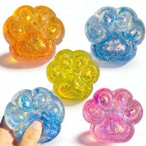Custom Logo Glitter Gold Powder Maltose <b>Cat</b> Paw <b>Squishy</b> Toy Kawaii Animal Figure Slow Rising Stress Relief Squeeze Toys for Kids - Product Image 1