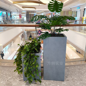 Fiberglass <b>Square</b> Floor <b>Planter</b> Modern Minimalist Indoor Shopping Mall Green Plant Container <b>Large</b> Size Combination - Product Image 3