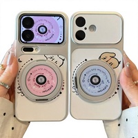 17/16/15 Kompatibel untuk Desain Hewan CD Terinspirasi Anak Anjing Dudukan Berputar Kaca Corning Berlapis Elektro Premium Casing Ponsel