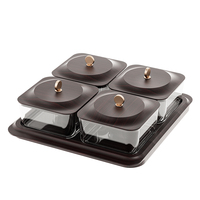 Plateau de rangement pour bonbons aux fruits secs avec couvercle, design carré, nouveau style chinois, pour table basse de salon, haut de gamme, exquis et léger