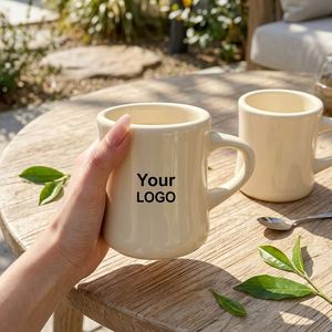 Mug à café en céramique personnalisable avec logo, forme courbée, pour cadeaux d'entreprise, articles promotionnels de café - Product Image 1