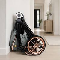 Poussette de luxe 2-en-1 Ningbo Youbei, pliable à une main, pliage rapide, haute position, vente en gros, logo personnalisé, OEM