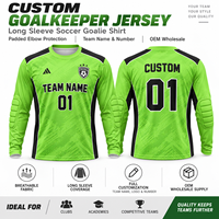 Maillot de Gardien de But Personnalisé à Manches Longues, Chemise de Football pour Gardien avec Protection Rembourrée des Coudes, Uniforme avec Nom et Numéro d'Équipe, Vente en Gros OEM