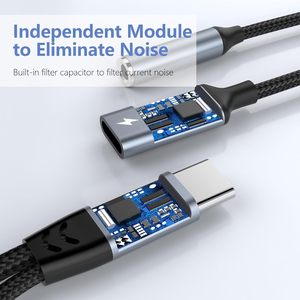 OEM PD 60W Port de charge rapide Type <span class=keywords><strong>C</strong></span> vers Aux Dongle <span class=keywords><strong>C</strong></span>âble USB <span class=keywords><strong>C</strong></span> <span class=keywords><strong>Adaptateur</strong></span> de prise casque Chargeur 2 en 1 USB <span class=keywords><strong>C</strong></span> vers <span class=keywords><strong>adaptateur</strong></span> audio 3.5mm - Product Image 3