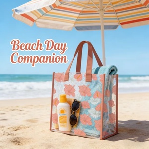 Bolsa de Compras de PVC Transparente Resistente al Agua de Alta Calidad con Estampado Personalizado, Bolsa de Picnic con Diseño de Flor de Plumeria de Hawái - Product Image 2