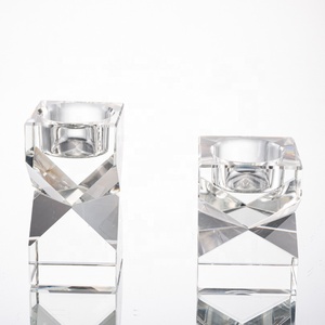 K9 Hotel Decor Cuboid Cube Shape portacandele in cristallo trasparente a più livelli t-light - Product Image 1