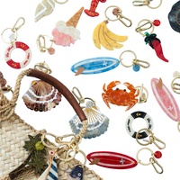 Boutons de manchette en plastique style vacances d'été, motifs planche de surf, crabe, coquillage, crème glacée, multiples designs tendance, complètent n'importe quel sac