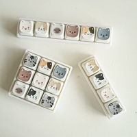Cute Cat Keyboard Fidget Toy Crisp Sound,Stress Relief Fidget Clicker Keychain Creative Keycap Button