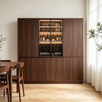 Nouveau style : Meuble de rangement modulaire en bois de noyer et verre pour restaurant, avec éclairage LED intégré, idéal pour salle à manger