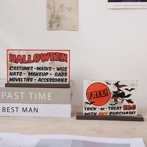 Decorazioni di Halloween per Interni, Ornamenti per Feste Familiari, Artigianato in Legno a Forma di Strega, Zucca e Teschio - Product Image 3