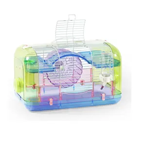 720-b Pet rat Gerbil Mansion với một 100cc uống bát và tập thể dục bánh xe rõ ràng Acrylic hamster lồng Pet nhà