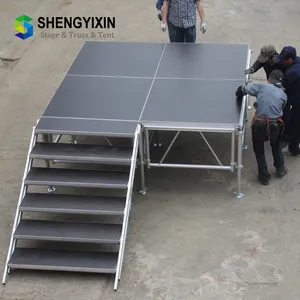 Portable Aluminum Stage Durable 18 mm Red Black Plywood Panel Wedding Stage Platform