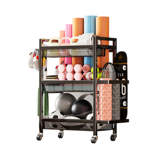 Support de rangement sportif pour équipement de fitness Armoire Garage Utilisation Roue Fitness Étagère pour tapis de yoga <span class=keywords><strong>Rouleau</strong></span> en <span class=keywords><strong>mousse</strong></span> Haltère Panier Marchandises - Product Image 4