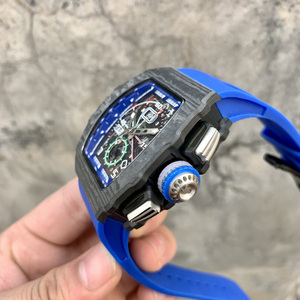 Reloj Mecánico Cronógrafo Multifuncional de Lujo de Alta Calidad para Hombre, Correa de Cuero de Silicona Luminosa, Fibra de Carbono, Zafiro - Product Image 1