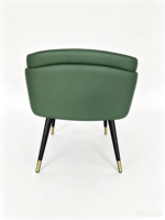 Fauteuil de salle à manger moderne de luxe en cuir PU vert, avec pieds en bois, chaise d'appoint rembourrée pour salon et bureau à domicile