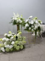 O-FB267 Boule de fleurs en soie décorative de 60 cm pour mariage, centre de table réaliste blanc et vert, fleurs d'allée pour la décoration de la maison et des fêtes