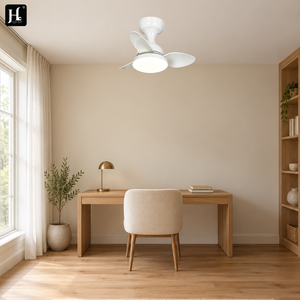 <b>Modern</b> ABS Glossy 3 Blade Flush Mount LED <b>Ceiling</b> <b>Fan</b> <b>Light</b> for Bedroom Living Room Apartment and Dining Area - Product Image 1