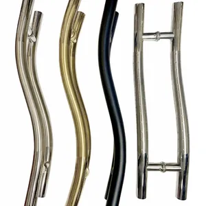 Kenharp Aço Inoxidável S Forma Curvo Tipo Frameless Vidro Temperado Emoldurado Alumínio Door Handle Único Dupla Face