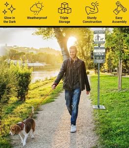 <span class=keywords><strong>Mini</strong></span> metallo Pet Waste Station con triplo deposito di cane sacchetto di cacca Dispenser e segno di giardinaggio forniture tra cui cani sacchetti di cacca - Product Image 6