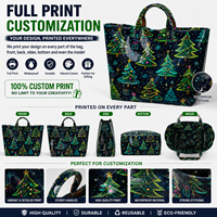 Sac fourre-tout de Noël personnalisé entièrement imprimé, imperméable et réutilisable, avec motif chaussette de Noël, idéal pour offrir en cadeau