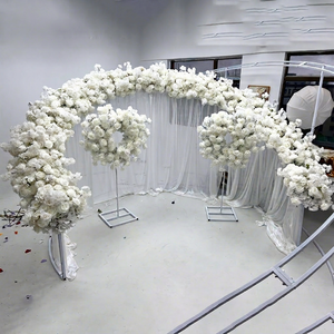 SMOOTH <b>White</b> Colors <b>Artificial</b> Flower Arch Portable Small Heart flower Stand for Wedding Party Ceremony Stage Decoration - Product Image 1