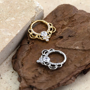 Nhẫn khuyên mũi titan lấp lánh Aurien Wholesale, kiểu dáng thời trang, tinh tế, đá CZ 5A, trang sức xỏ khuyên tùy chỉnh - Product Image 5