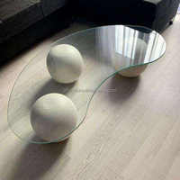 Table basse en verre trempé créative, design rond, style moderne et simple, couleur crème, pour petit appartement