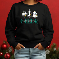 Impression en gros de Noël Cheer Glitter Vinyle Transfert Fer sur Arbre de Noël Motif Design Vêtement