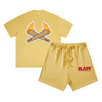 Ensemble T-shirt et short d'été pour homme en coton épais respirant avec logo personnalisé, haute qualité