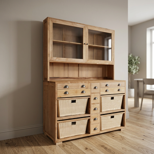 Kitchen <b>Cabinet</b> Tramp Solid Teak Wood Combine with Rattan Natural Color - Product Image 2