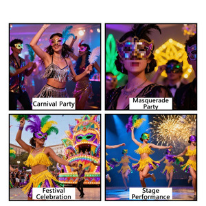 <span class=keywords><strong>Masque</strong></span> en dentelle et plumes vénitien personnalisé en gros sur bâton pour mariage, fête, déguisement, cosplay, carnaval, événements et fournitures - Product Image 5