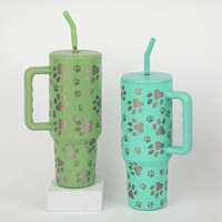 Gobelet de sublimation 40 oz avec poignée, en acier inoxydable à double paroi isolé sous vide, tasse de voyage avec couvercle à paille