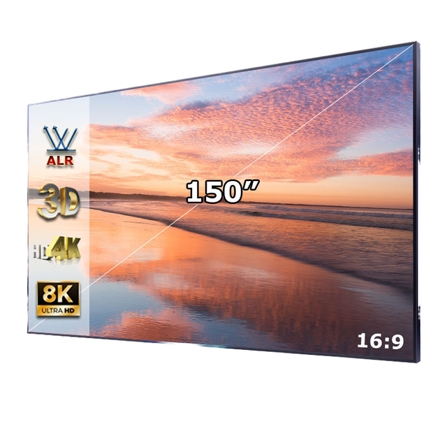 150-Inch ALR 16:9 Fixed Frame T Prism Wall-Mounted Cinema Home Theater Projection Screen for 4K Ultra Throw Projector