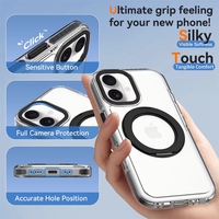 Coque de téléphone transparente à chargement magnétique sans fil de qualité supérieure, avec support rotatif à 17° et cadre métallique pour objectif, personnalisable, prix usine pour commande en gros