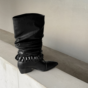 Nuovi <span class=keywords><strong>Stivali</strong></span> da Cowboy da Donna 2026, Design con Cinturino Arricciato, Stile Western, Altezza Media, Disponibili in Stock, Quantità Minima Bassa - Product Image 2