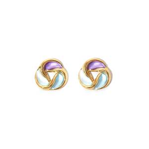 Fashion <b>Stud</b> <b>Earrings</b> 316L Stainless Steel PVD Gold Plating Sustainable Resistant Purple <b>Blue</b> Design - Product Image 1