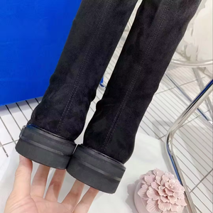 2025 sonbahar kış uyluk yüksek çizmeler düz orta uzun tüp yüksek diz platformu üzerinde kalın tabanlı bayan botları - Product Image 2