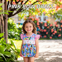 Robe d'été sans manches rose à fleurs, froncée à la main, avec nœud, longueur genou, respirante, pour occasions formelles des petites filles