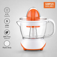 Moderne 0.7L Elektrische Citruspers 40W Dubbele Kegel Sinaasappelpers Compact Design CE LFGB Gecertificeerd voor Europese huishoudens