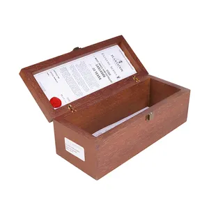 Luxe Antique Chêne Bois Vin <span class=keywords><strong>Whisky</strong></span> Bouteille Cadeau Emballage Boîte Personnalisé Modèle Unique Cadeau pour Anniversaire Mariage Noël - Product Image 5