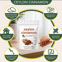Cannelle de Ceylan biologique premium UE avec huile MCT, 180 gélules molles, Gélules de cannelle de Ceylan, Soutien immunitaire
