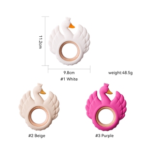 Jouet à mâcher à dents de cygne pour bébé, matériau en bois et silicone <span class=keywords><strong>avec</strong></span> hochet, sucette en forme d'ours, échantillons gratuits - Product Image 6