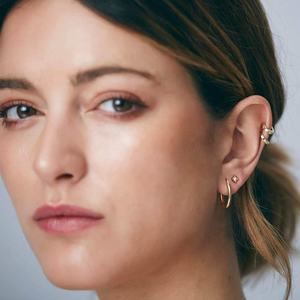 2025ต่างหูห่วง925เงินสเตอร์ลิงชุบทอง14K ต่างหูห่วงฮักกี้ขนาดเล็กขายส่งใหม่ - Product Image 2