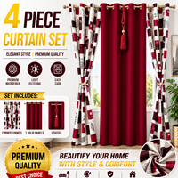 Prêts à être expédiés en gros : Lot de 4 rideaux occultants géométriques à œillets pour salon, draperies décoratives