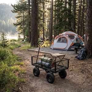Portable Camping Wagon Utility Cart Outdoor Gear Carrier <b>Foldable</b> Utility <b>Trolley</b> for Hiking Picnic Trail Use - Product Image 3
