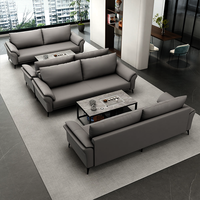 Ensemble de canapés de bureau modernes en cuir gris pour réception, salle d'attente et mobilier commercial